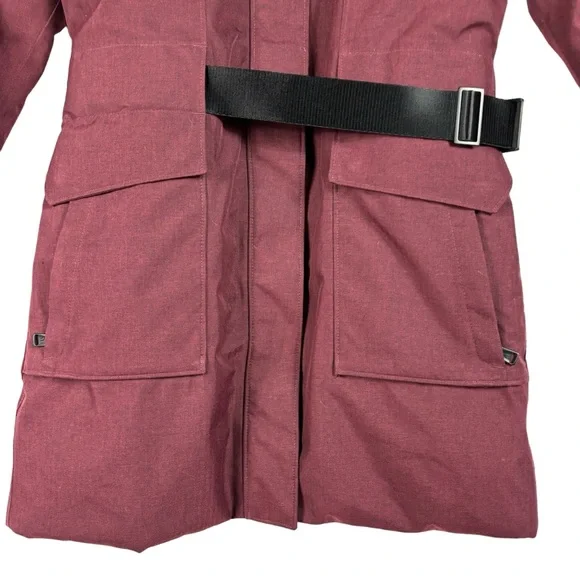 The North Face Winter Parka Faux Fur Hood Belted Jacket Fur Hood Maroon Women XS - Picture 4 of 9